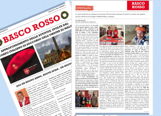 Pubblicato un articolo sul Bollettino Informativo "Basco Rosso" n. 3 del CISOM