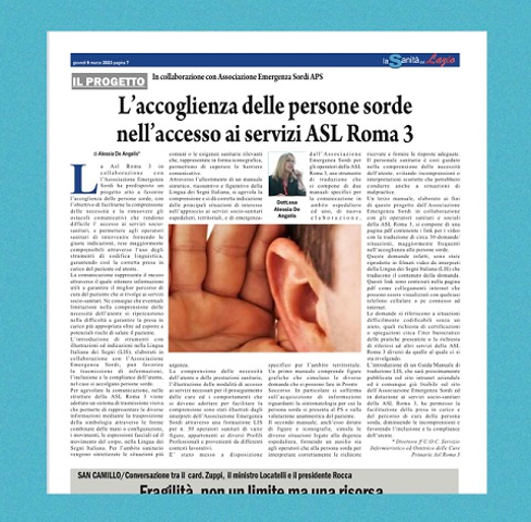 Pubblicato un articolo sul quotidiano  “Il Nuovo Corriere di Roma e del Lazio”